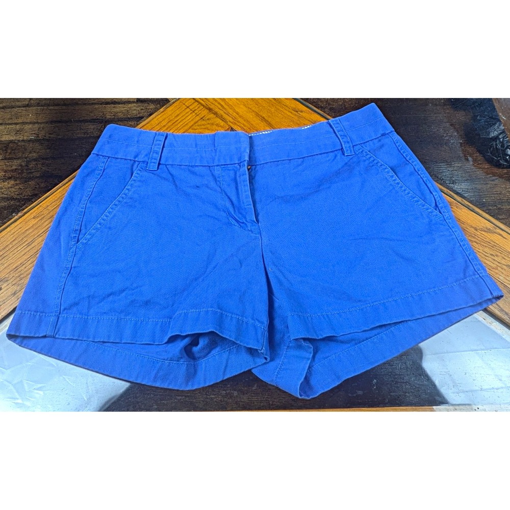 J.CREW Chino Women's Shorts Size 2 Blue Cotton Twill Flat Front Pockets